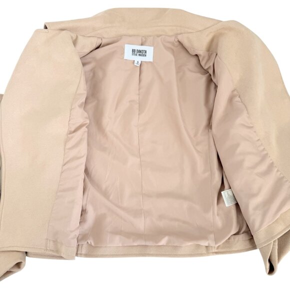BB Dakota Steve Madden Faux Suede Moto Biker Jacket Tan Cropped Zip S - Picture 9 of 12